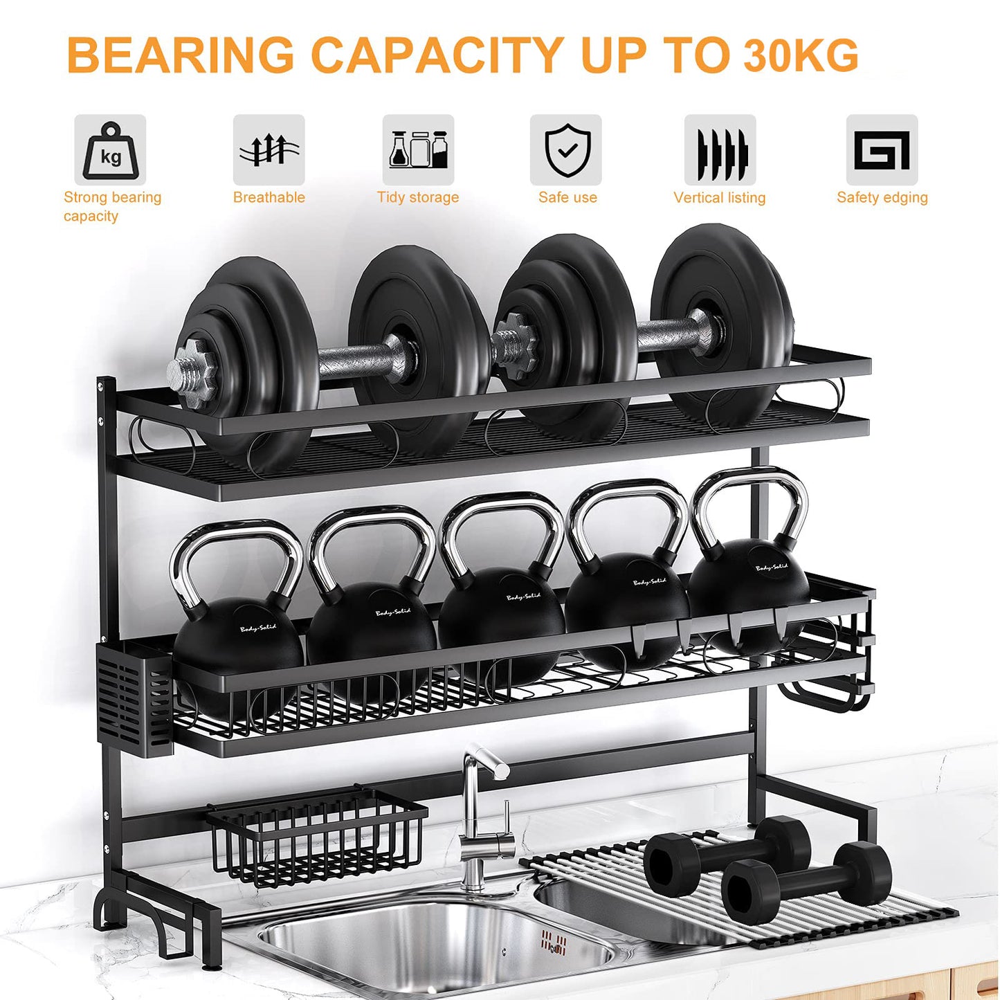 85cm 3 tier Over Sink Dish Drying Rack Drainer Kitchen Cutlery Holder Storage Organizer V324-CS-KITRACK85CM