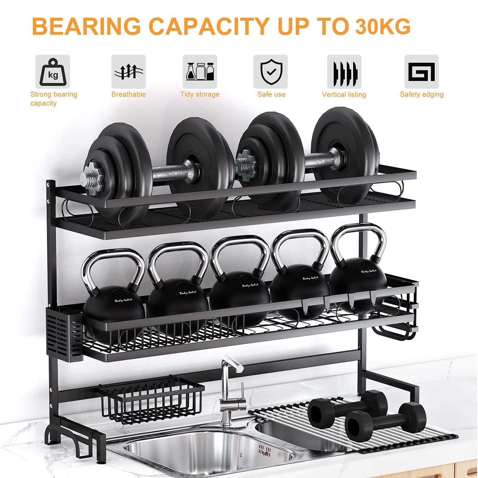 85cm 3 tier Over Sink Dish Drying Rack Drainer Kitchen Cutlery Holder Storage Organizer V324-CS-KITRACK85CM