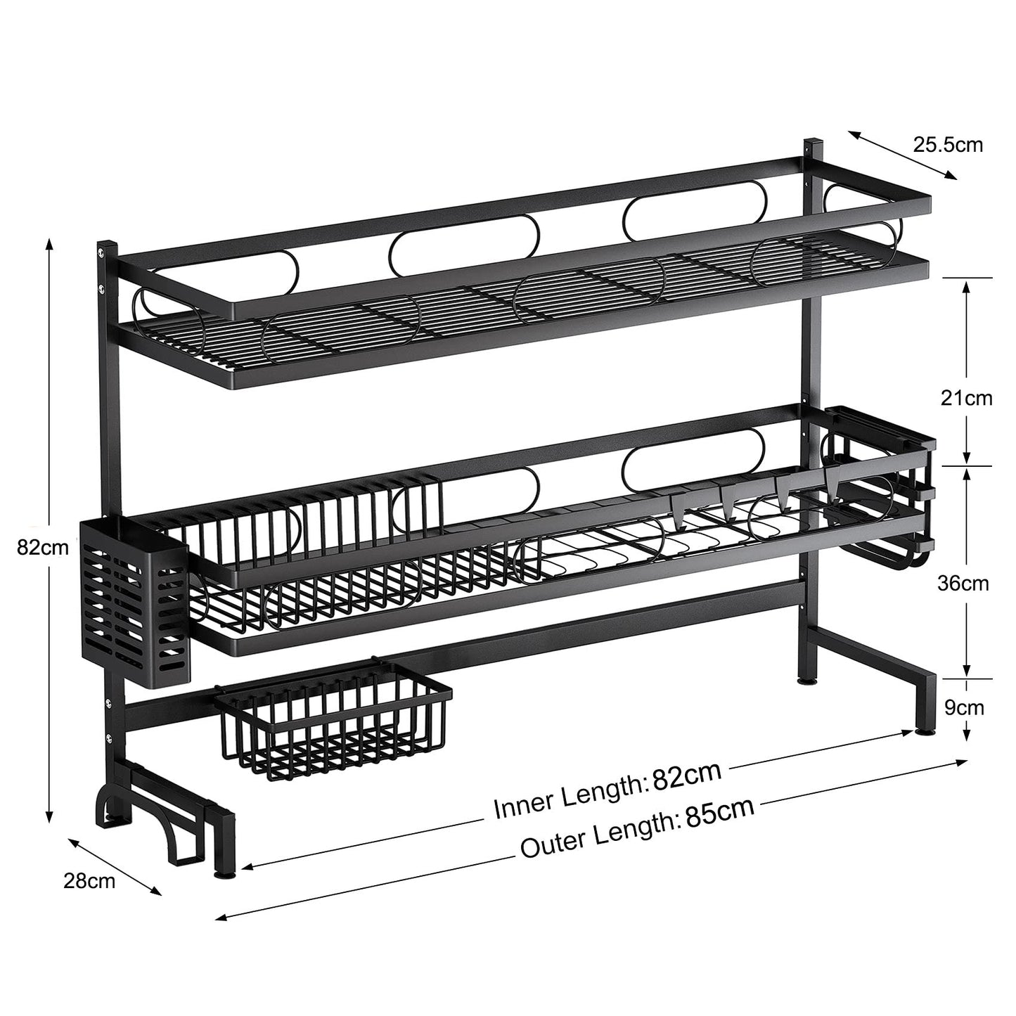 85cm 3 tier Over Sink Dish Drying Rack Drainer Kitchen Cutlery Holder Storage Organizer V324-CS-KITRACK85CM