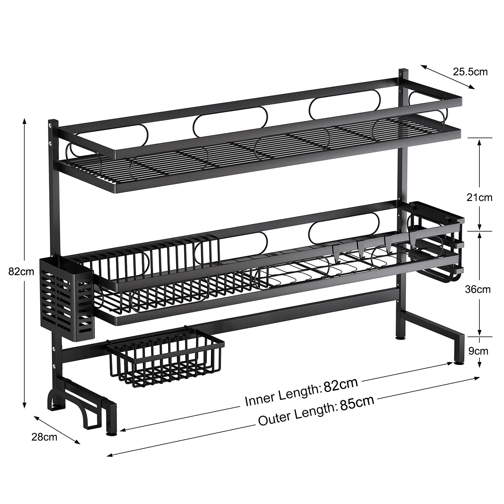 85cm 3 tier Over Sink Dish Drying Rack Drainer Kitchen Cutlery Holder Storage Organizer V324-CS-KITRACK85CM