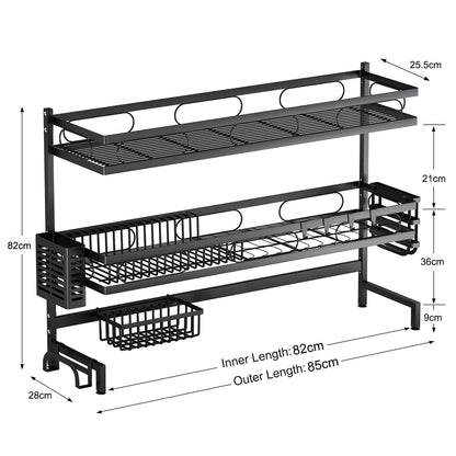 85cm 3 tier Over Sink Dish Drying Rack Drainer Kitchen Cutlery Holder Storage Organizer V324-CS-KITRACK85CM
