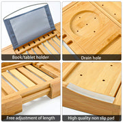Bamboo Bathtub Bath tub Tray Table Caddy Tray Cellphone,Book,Tray Wineglass Holder V324-CS-TUBHOLD