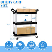 3 Tier Large Service Food Cart Restaurant Trolley Utility Cart Kitchen Catering Shelf Storage V324-CS-YL-328A-RT