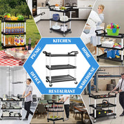 3 Tier Large Service Food Cart Restaurant Trolley Utility Cart Kitchen Catering Shelf Storage V324-CS-YL-328A-RT