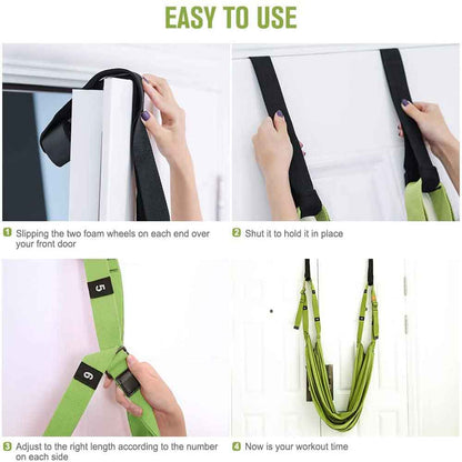 Green Fitness Yoga Strap Band Waist Trainer Leg Door Swing Adjustable Ballet Dancer V324-CS-YOSGREEN