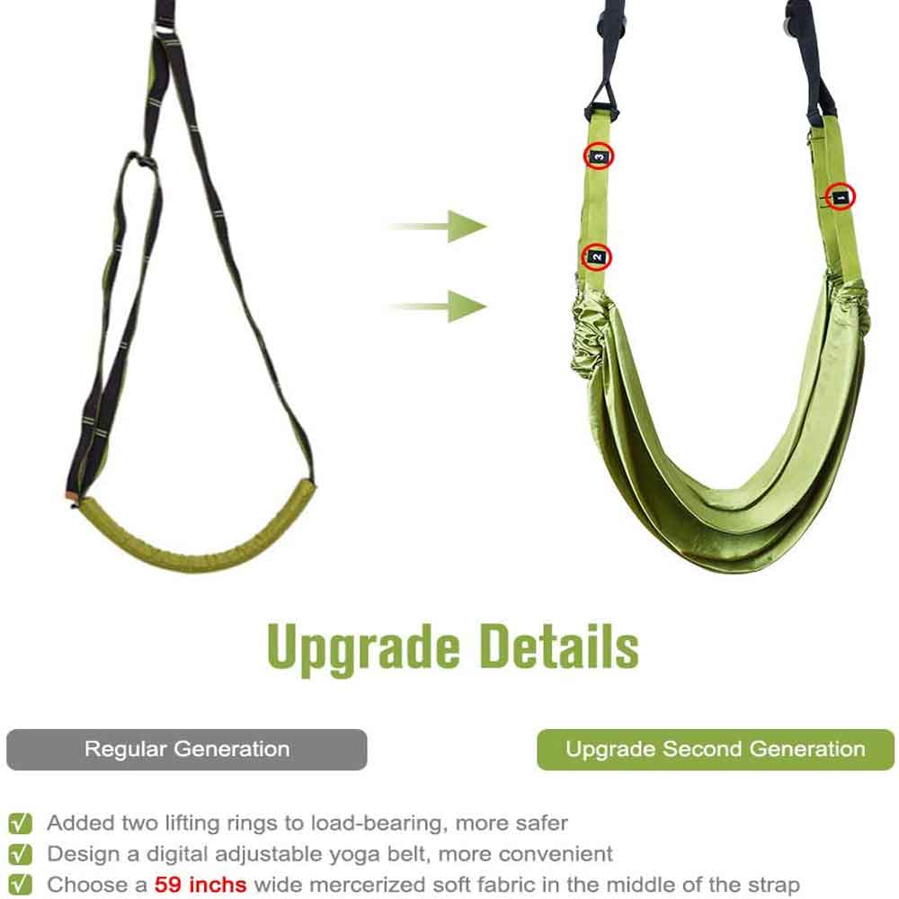 Green Fitness Yoga Strap Band Waist Trainer Leg Door Swing Adjustable Ballet Dancer V324-CS-YOSGREEN