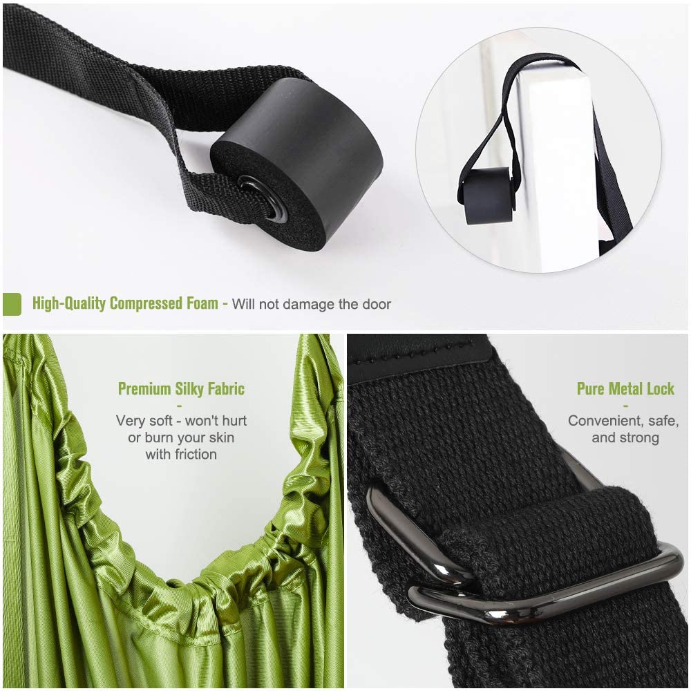 Green Fitness Yoga Strap Band Waist Trainer Leg Door Swing Adjustable Ballet Dancer V324-CS-YOSGREEN