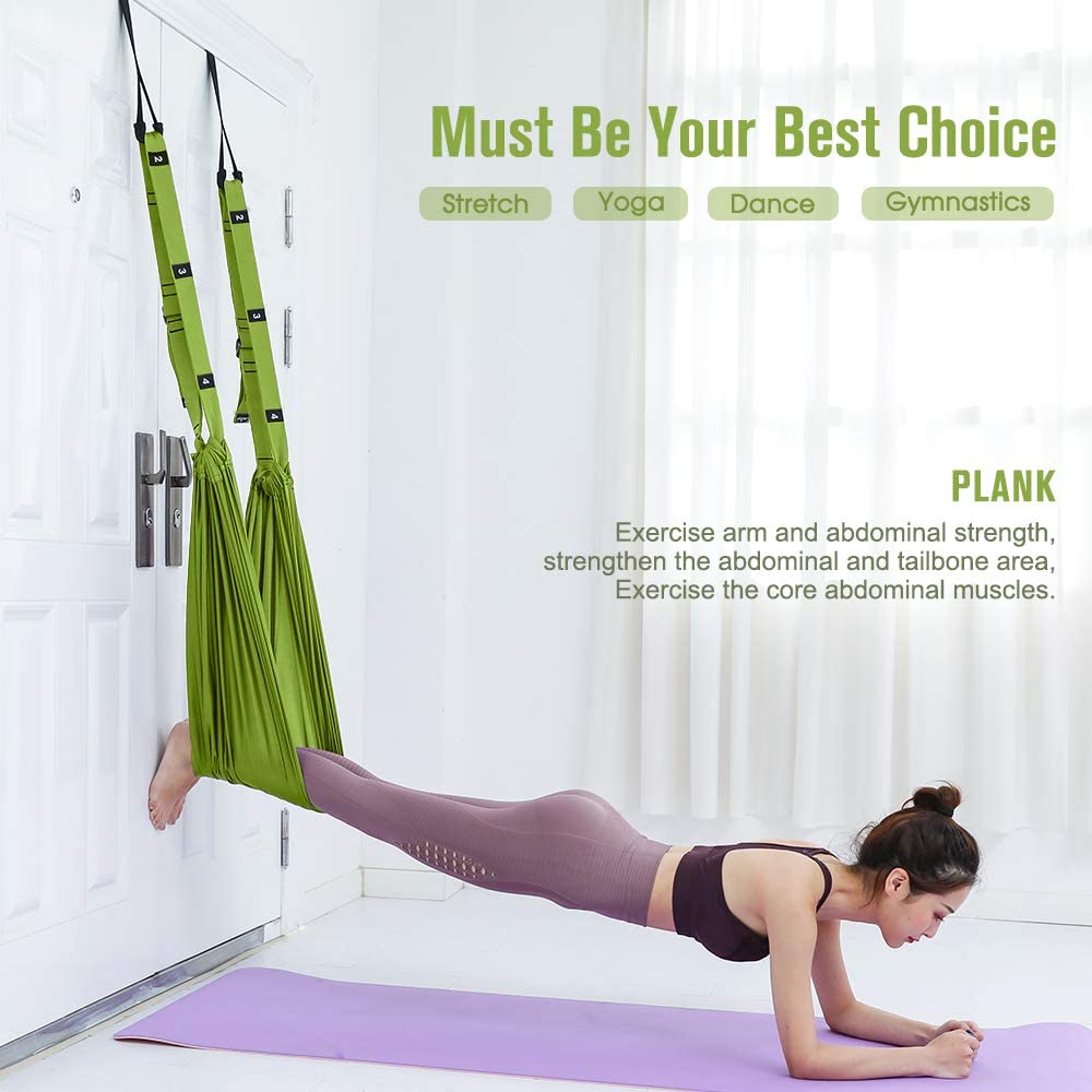 Green Fitness Yoga Strap Band Waist Trainer Leg Door Swing Adjustable Ballet Dancer V324-CS-YOSGREEN
