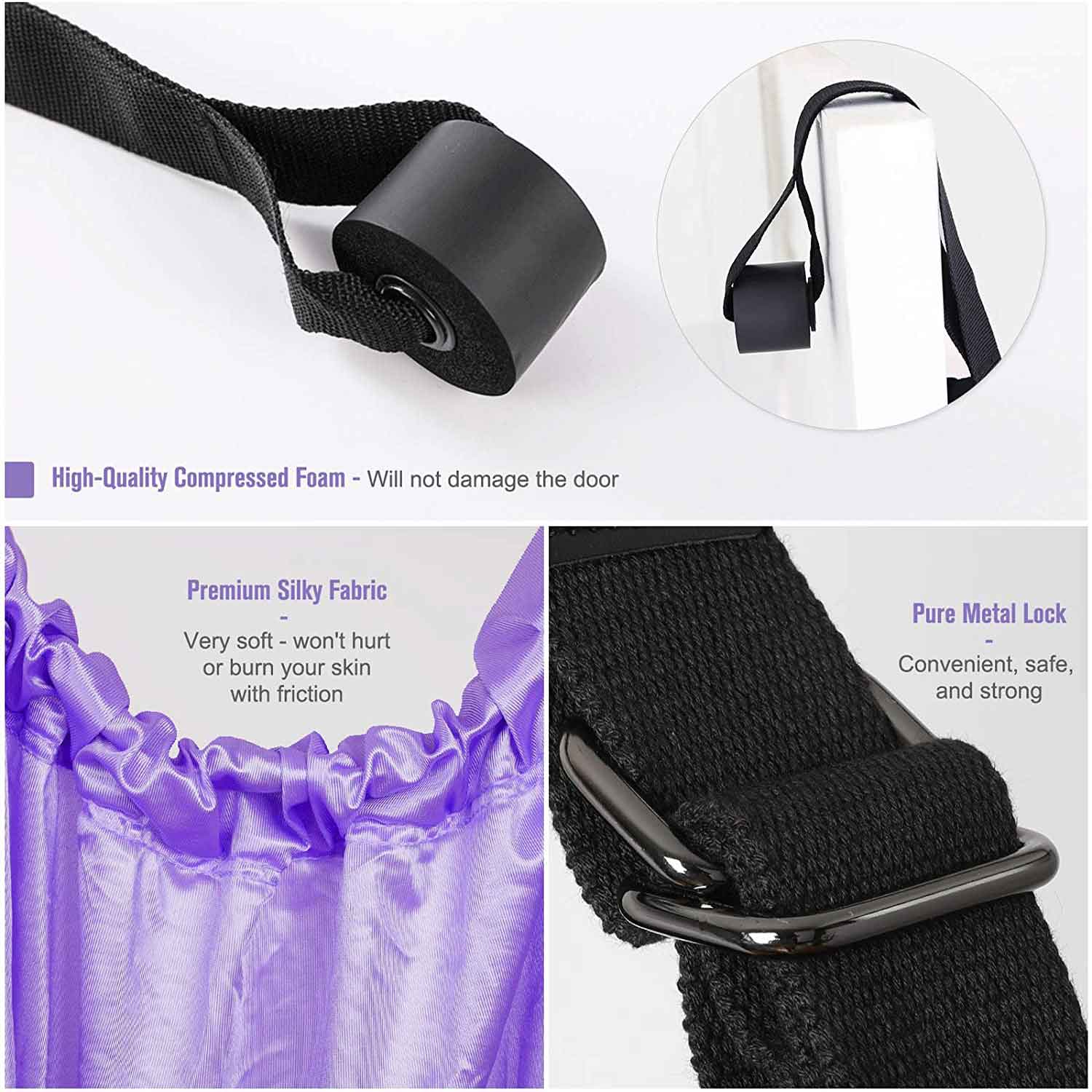 Purple Fitness Yoga Strap Band Waist Trainer Leg Door Swing Adjustable Ballet Dancer V324-CS-YOSPURPLE