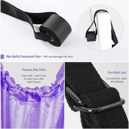 Purple Fitness Yoga Strap Band Waist Trainer Leg Door Swing Adjustable Ballet Dancer V324-CS-YOSPURPLE