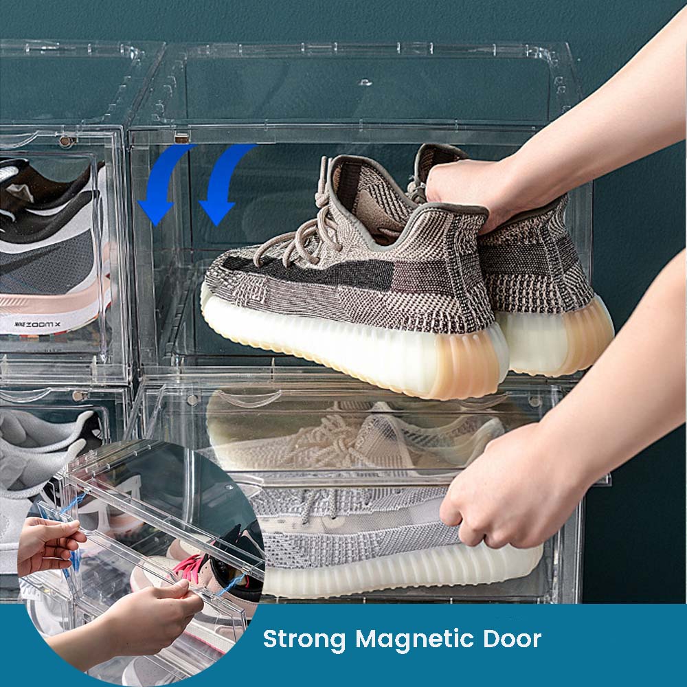 1 Pack Large Acrylic Shoe Box Storage Side Door Open Stackable Boxes Transparent Clear Display Case V324-CS2-1XARCSHOEBOX