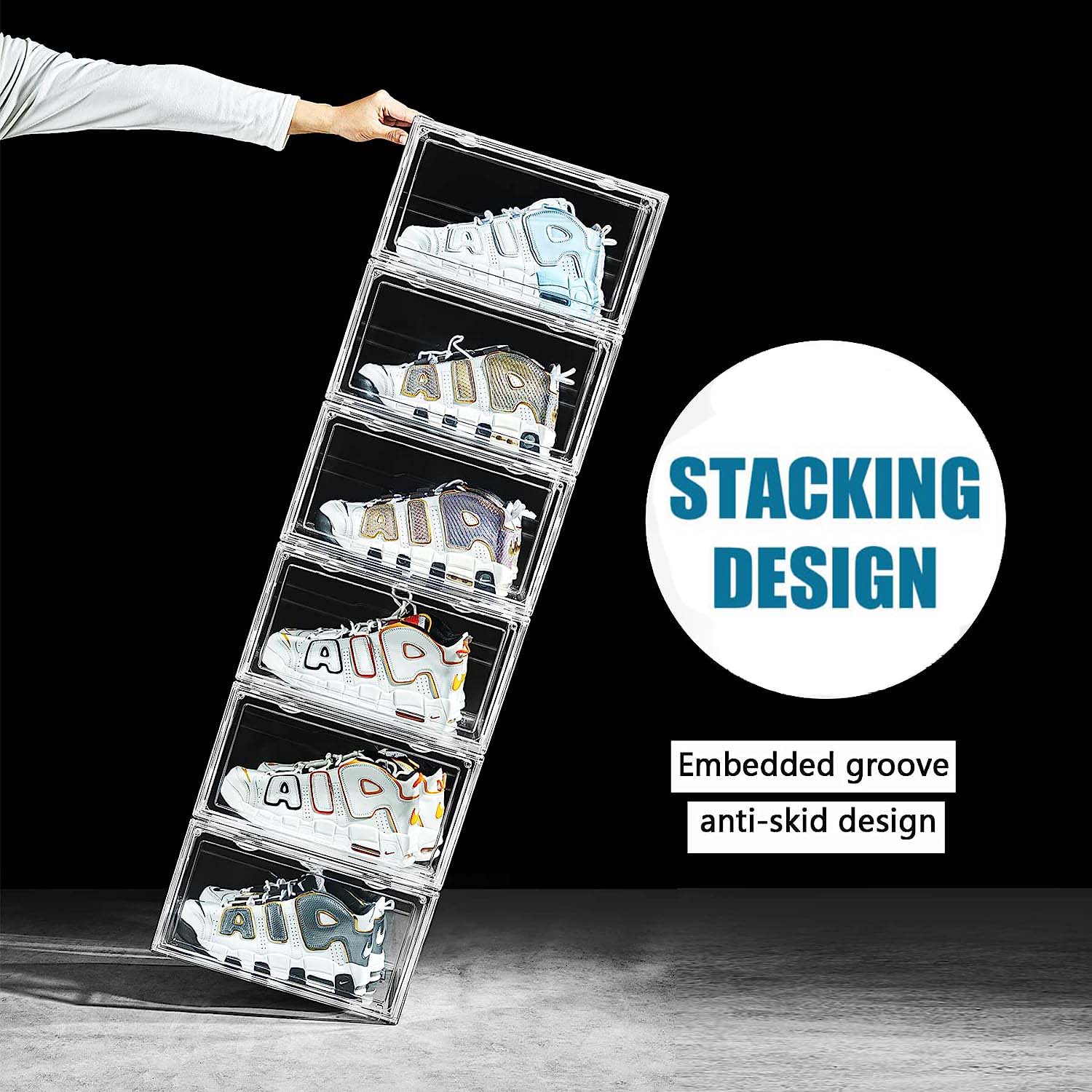 1 Pack Large Acrylic Shoe Box Storage Side Door Open Stackable Boxes Transparent Clear Display Case V324-CS2-1XARCSHOEBOX