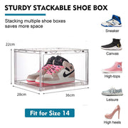 6 Pack Large Acrylic Shoe Box Storage Side Door Open Stackable Boxes Transparent Clear Display Case V324-CS2-6XARCSHOEBOX