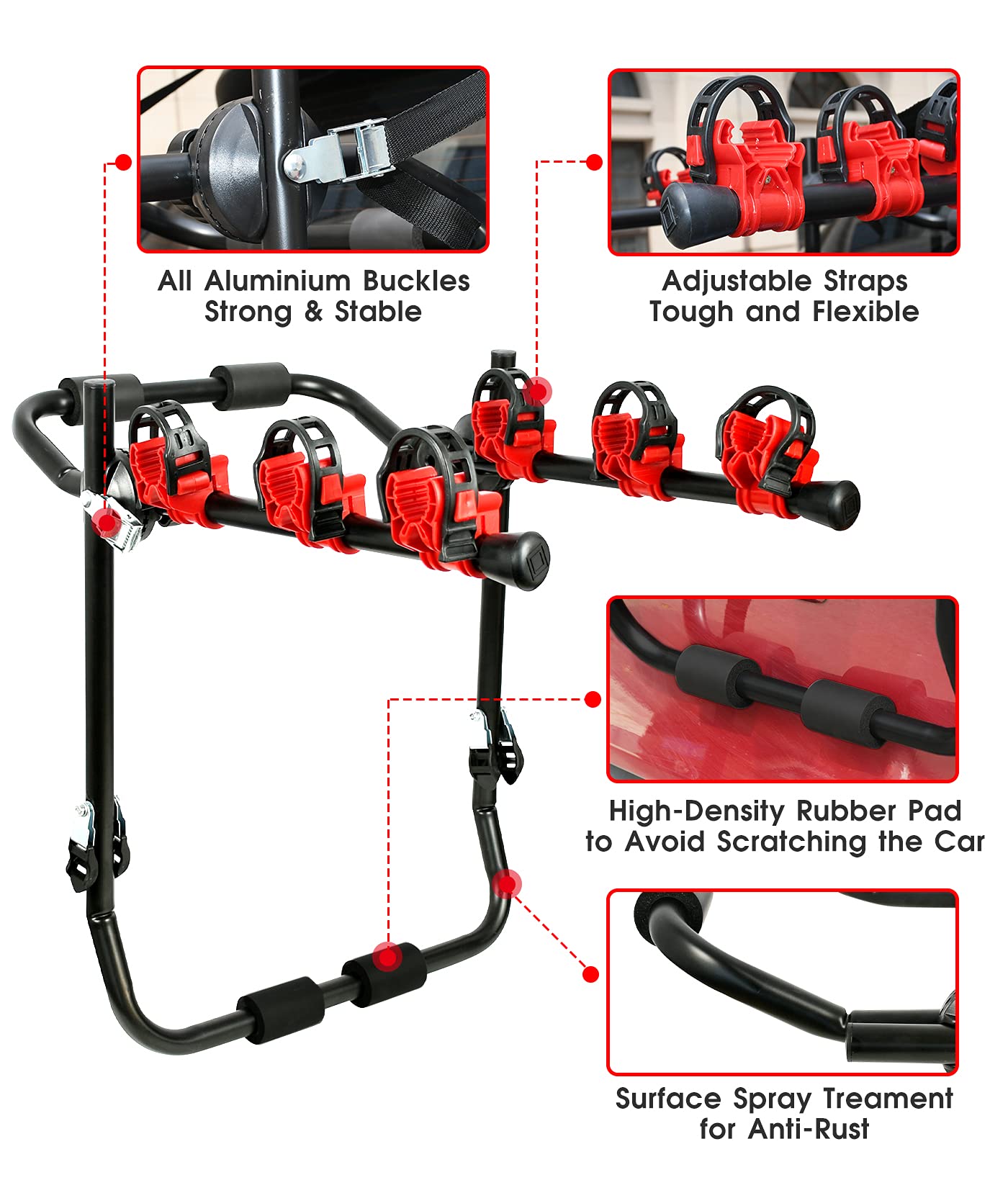 3 Bike Universal Cycle Bicycle Car Rear Carrier Rack Hanger Mount for Car Sedan Hatchback Minivan SUV V324-CS2-CBIKEHANGER