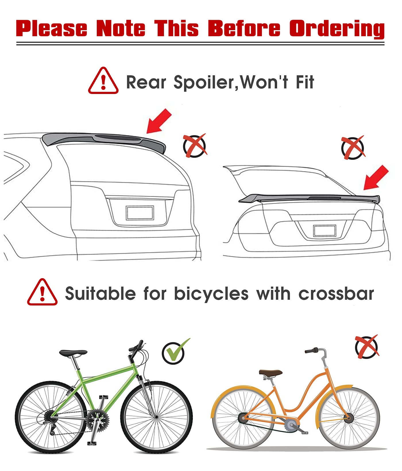 3 Bike Universal Cycle Bicycle Car Rear Carrier Rack Hanger Mount for Car Sedan Hatchback Minivan SUV V324-CS2-CBIKEHANGER
