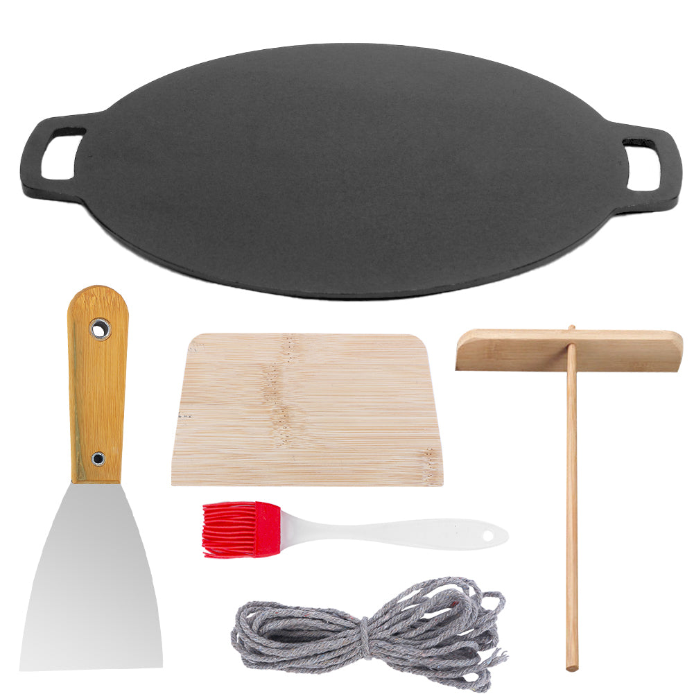 28cm Seasoned Cast Iron Induction Crepes Pan Baking Pancake Tool Pizza Bakeware V324-CS2-FLATPAN-28CM