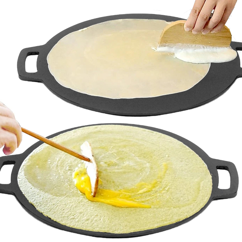 28cm Seasoned Cast Iron Induction Crepes Pan Baking Pancake Tool Pizza Bakeware V324-CS2-FLATPAN-28CM