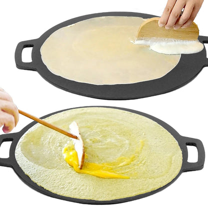 28cm Seasoned Cast Iron Induction Crepes Pan Baking Pancake Tool Pizza Bakeware V324-CS2-FLATPAN-28CM
