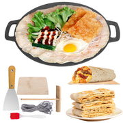 28cm Seasoned Cast Iron Induction Crepes Pan Baking Pancake Tool Pizza Bakeware V324-CS2-FLATPAN-28CM