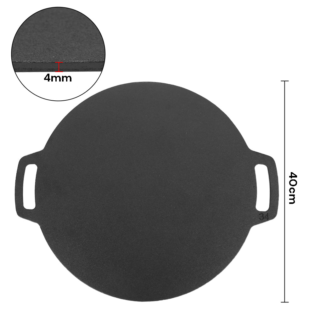 40cm Seasoned Cast Iron Induction Crepes Pan Baking Pancake Tool Pizza Bakeware V324-CS2-FLATPAN-40CM