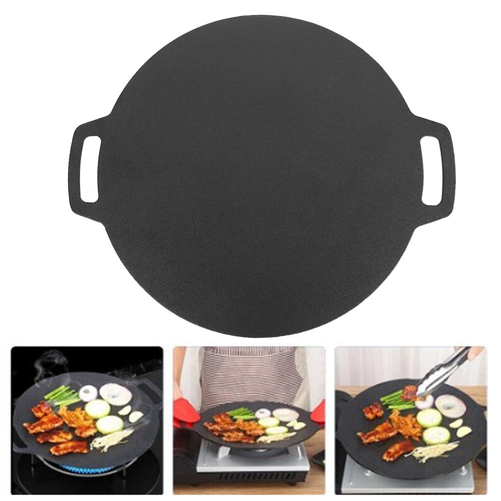 40cm Seasoned Cast Iron Induction Crepes Pan Baking Pancake Tool Pizza Bakeware V324-CS2-FLATPAN-40CM