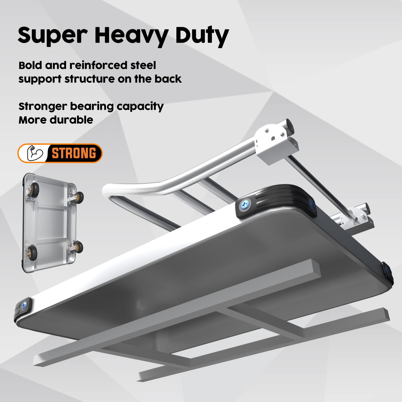 1000KG Capacity Heavy Duty Foldable Platform Truck Flatbed Push Cart Steel Dolly Trolley Cart Brake V324-CS2-PLATFTROLLEY9060