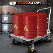 1000KG Capacity Heavy Duty Foldable Platform Truck Flatbed Push Cart Steel Dolly Trolley Cart Brake V324-CS2-PLATFTROLLEY9060