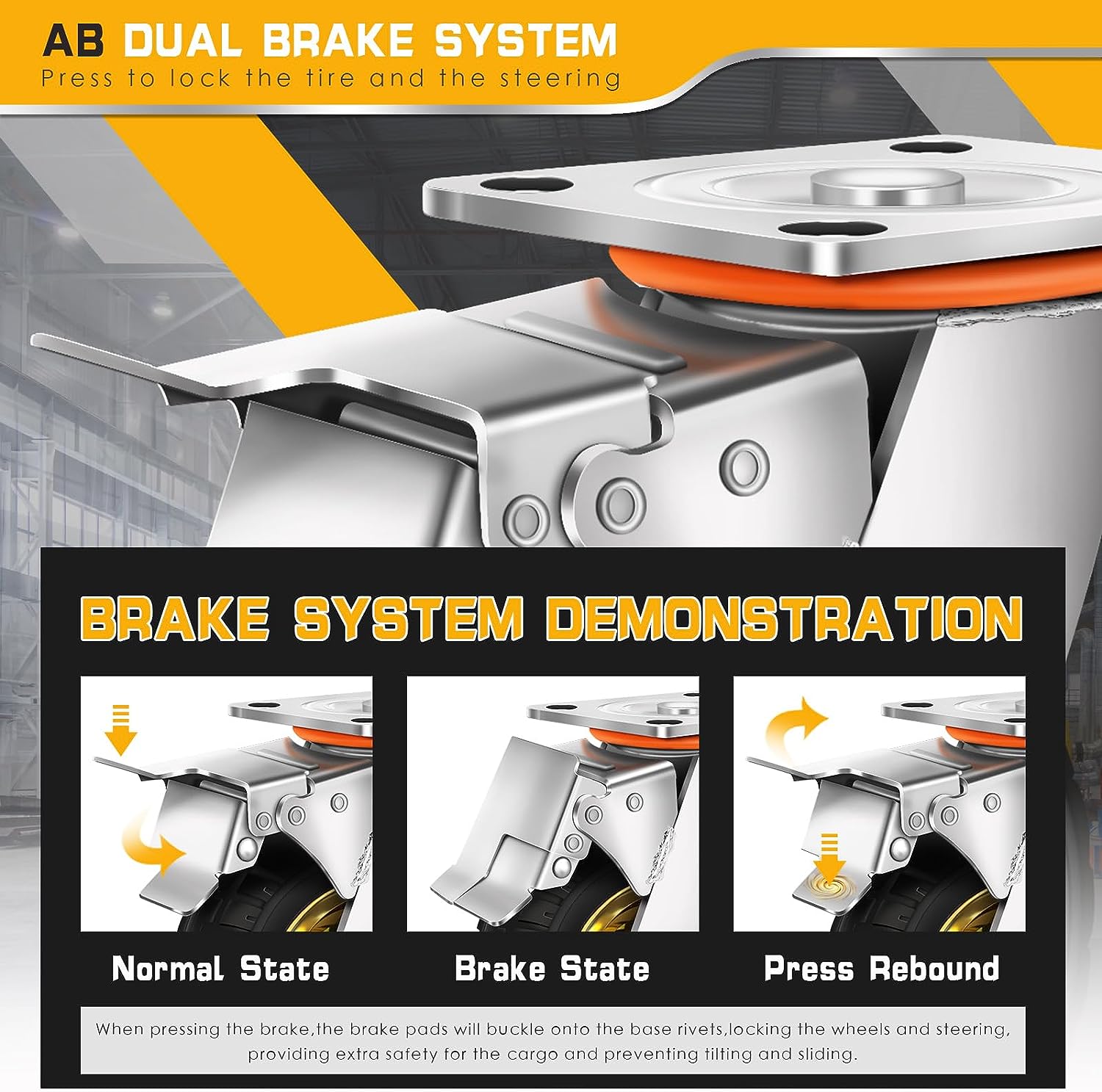 1000KG Capacity Heavy Duty Foldable Platform Truck Flatbed Push Cart Steel Dolly Trolley Cart Brake V324-CS2-PLATFTROLLEY9060