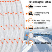 16mm 20m Safety Climbing Rope Nylon Rock Static Outdoor Boat Anchor Marine Rope Dock Lines Rope V324-CS2-ROPE16MM-20M