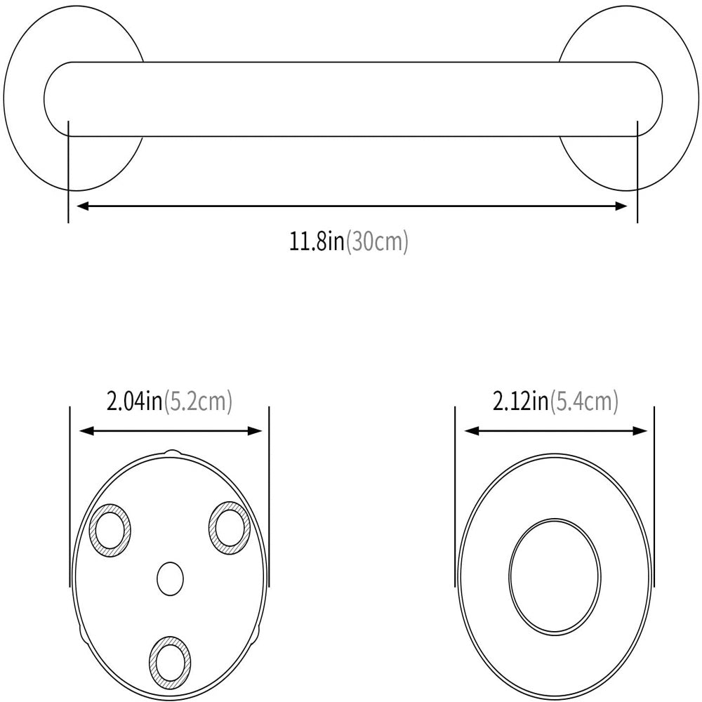30cm Stainless Steel Handle for Shower Toilet Grab Bar Handle Bathroom Stairway Handrail Elderly Senior Assist V324-DB-RH30