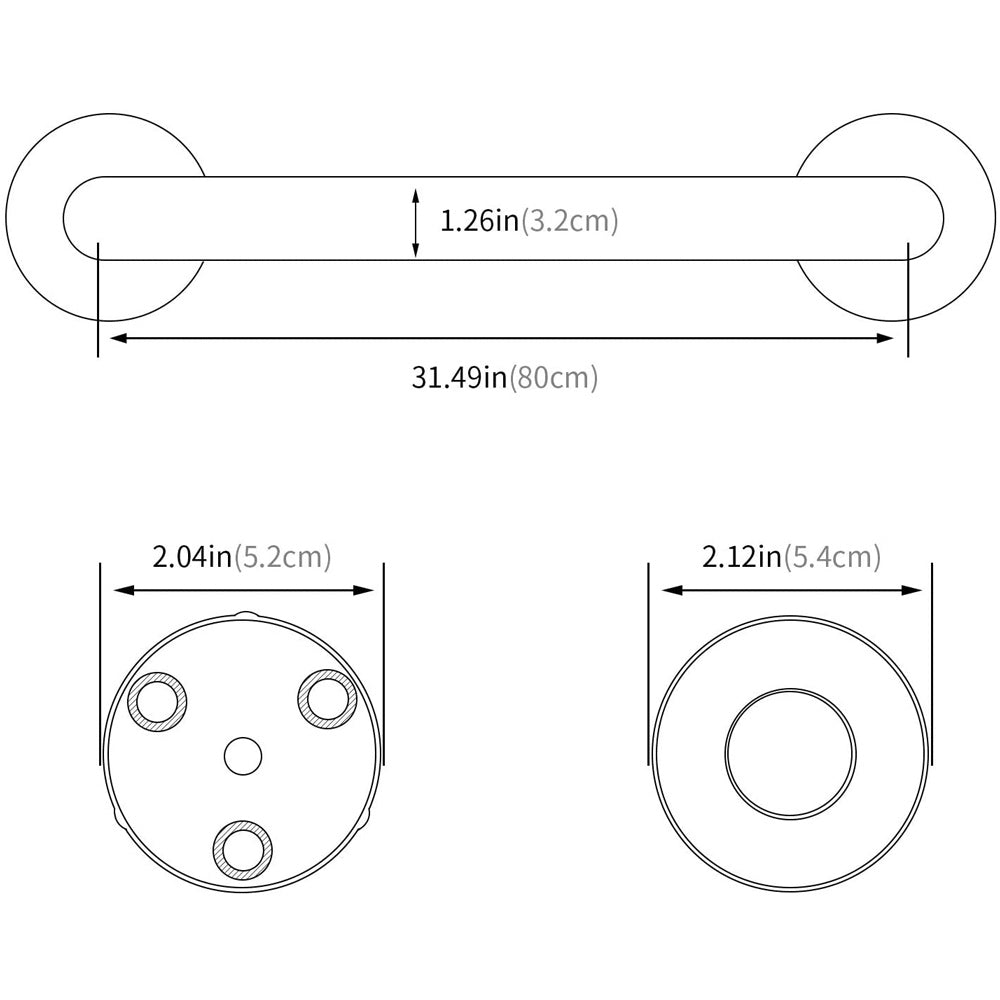 80cm Stainless Steel Handle for Shower Toilet Grab Bar Handle Bathroom Stairway Handrail Elderly Senior Assist V324-DB-RH80