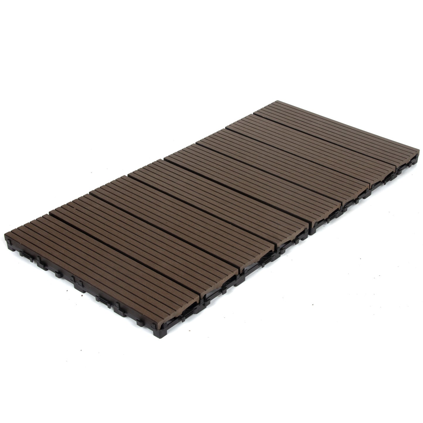 10PCS Interlocking Patio Deck Tiles 30cm x 30cm Outdoor Wood Flooring for Patio Garden Balcony Poolside Walnut V324-DTWPC-30-WAL-10P