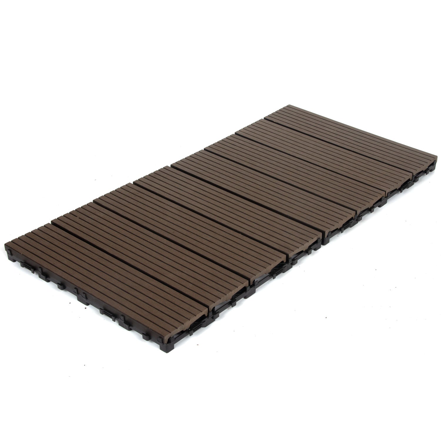 10PCS Interlocking Patio Deck Tiles 30cm x 30cm Outdoor Wood Flooring for Patio Garden Balcony Poolside Walnut V324-DTWPC-30-WAL-10P