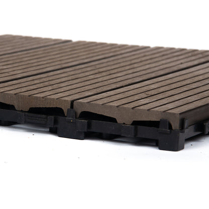 10PCS Interlocking Patio Deck Tiles 30cm x 30cm Outdoor Wood Flooring for Patio Garden Balcony Poolside Walnut V324-DTWPC-30-WAL-10P