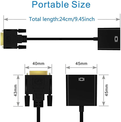 DVI to VGA Adapter,ABLEWE 1080p Active DVI-D to VGA Adapter Converter 24+1 Male to Female Adapter V324-DVIVGA