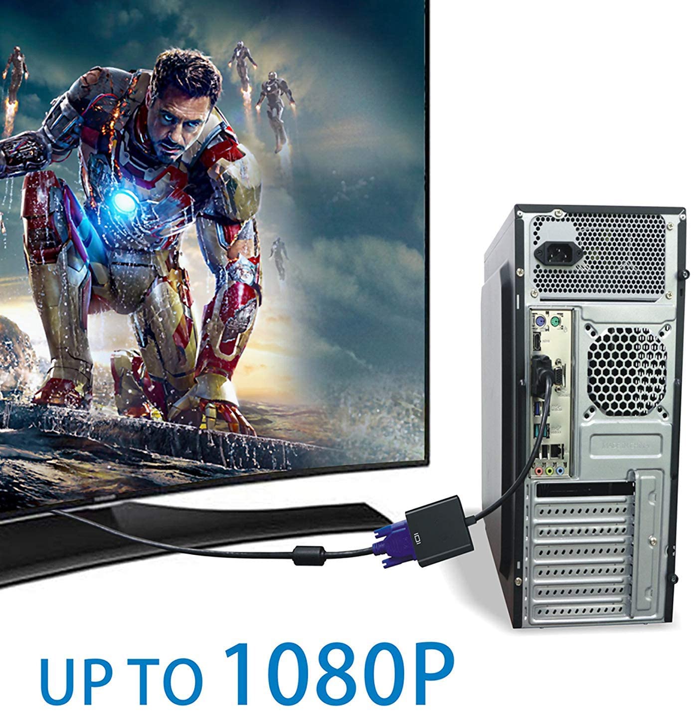 DVI to VGA Adapter,ABLEWE 1080p Active DVI-D to VGA Adapter Converter 24+1 Male to Female Adapter V324-DVIVGA