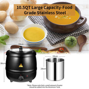 10L Restaurant Electric Buffet Food Warmer Commercial Food Warmers Soup Warmer Black V324-ELCPOT-10LBK