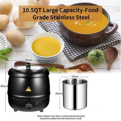 10L Restaurant Electric Buffet Food Warmer Commercial Food Warmers Soup Warmer Black V324-ELCPOT-10LBK