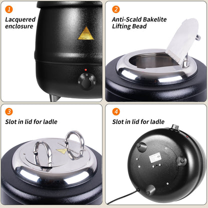 13L Restaurant Electric Buffet Food Warmer Commercial Food Warmers Soup Warmer V324-ELCPOT-13LBK