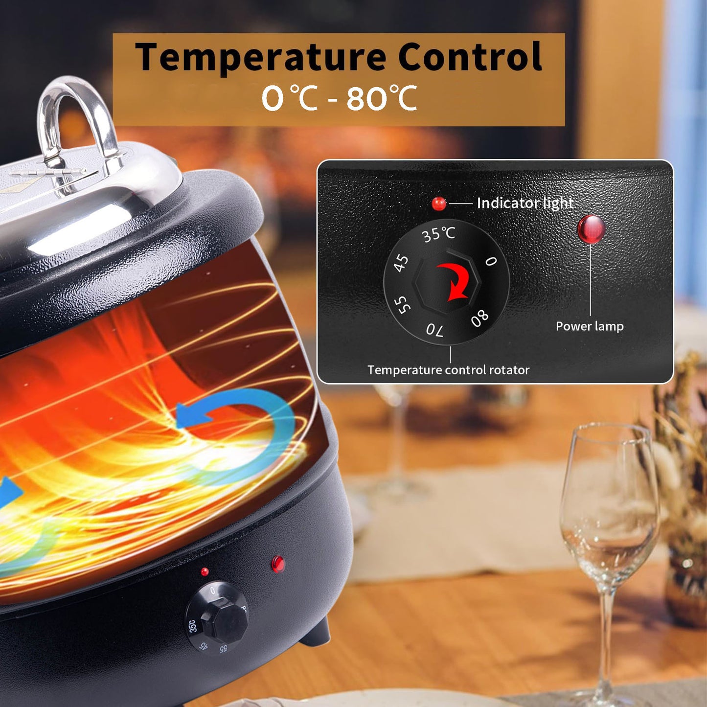 13L Restaurant Electric Buffet Food Warmer Commercial Food Warmers Soup Warmer V324-ELCPOT-13LBK
