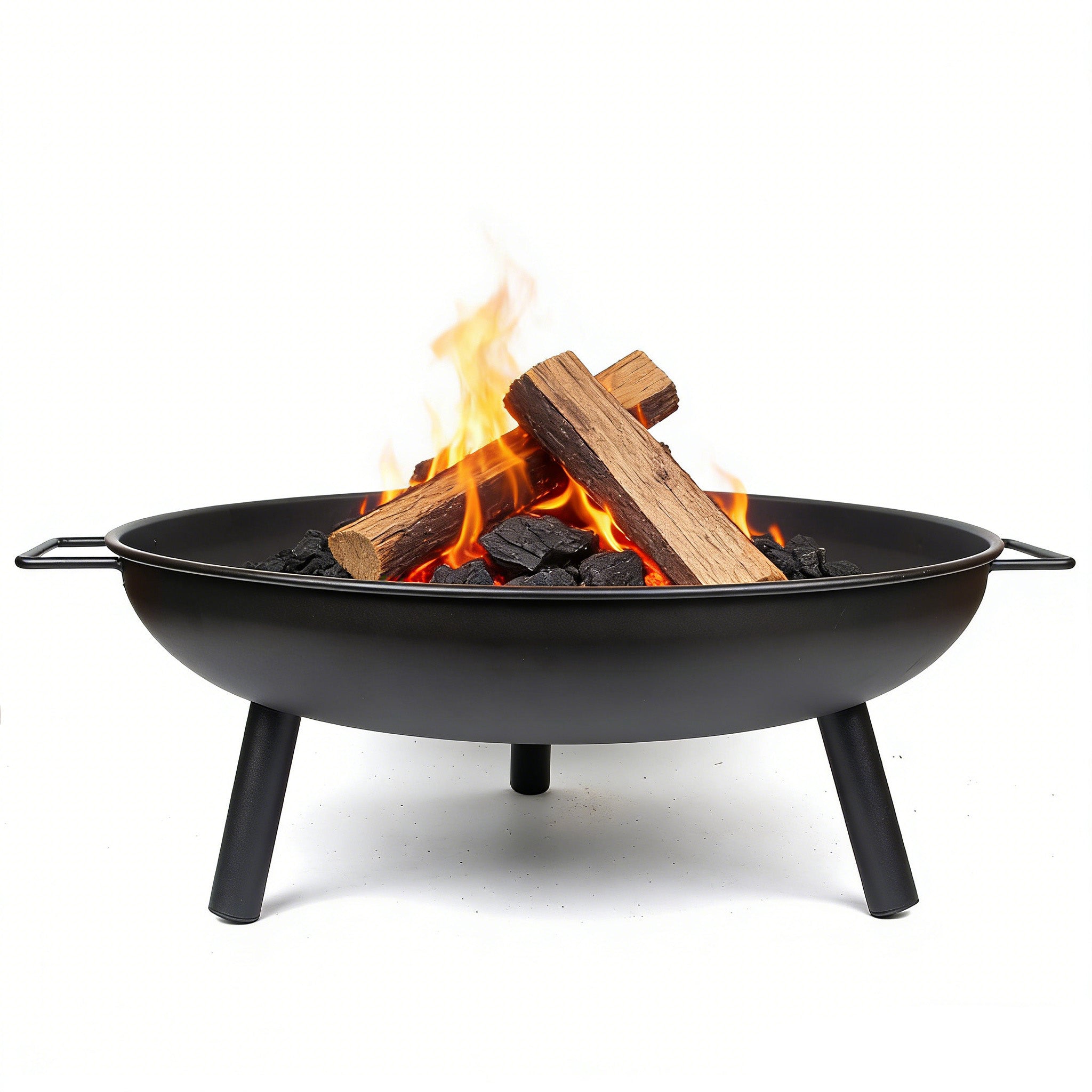 Outdoor Fire Pit 68cm Steel Fire Bowl Wood Burning Portable Heater Backyard Camping BBQ with Handles V324-FPIT580