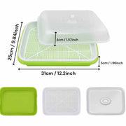 2-Pack Seed Sprouter Trays with Lids BPA-Free, Soil-Free Wheatgrass Growing Kit for Beans, Sprouts, V324-GD-2XSPRTRAY