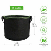 5-Pack 10 Gallons Plant Grow Bag Flower Container Pots with Handles Garden Planter V324-GD-5XGROWBG10G