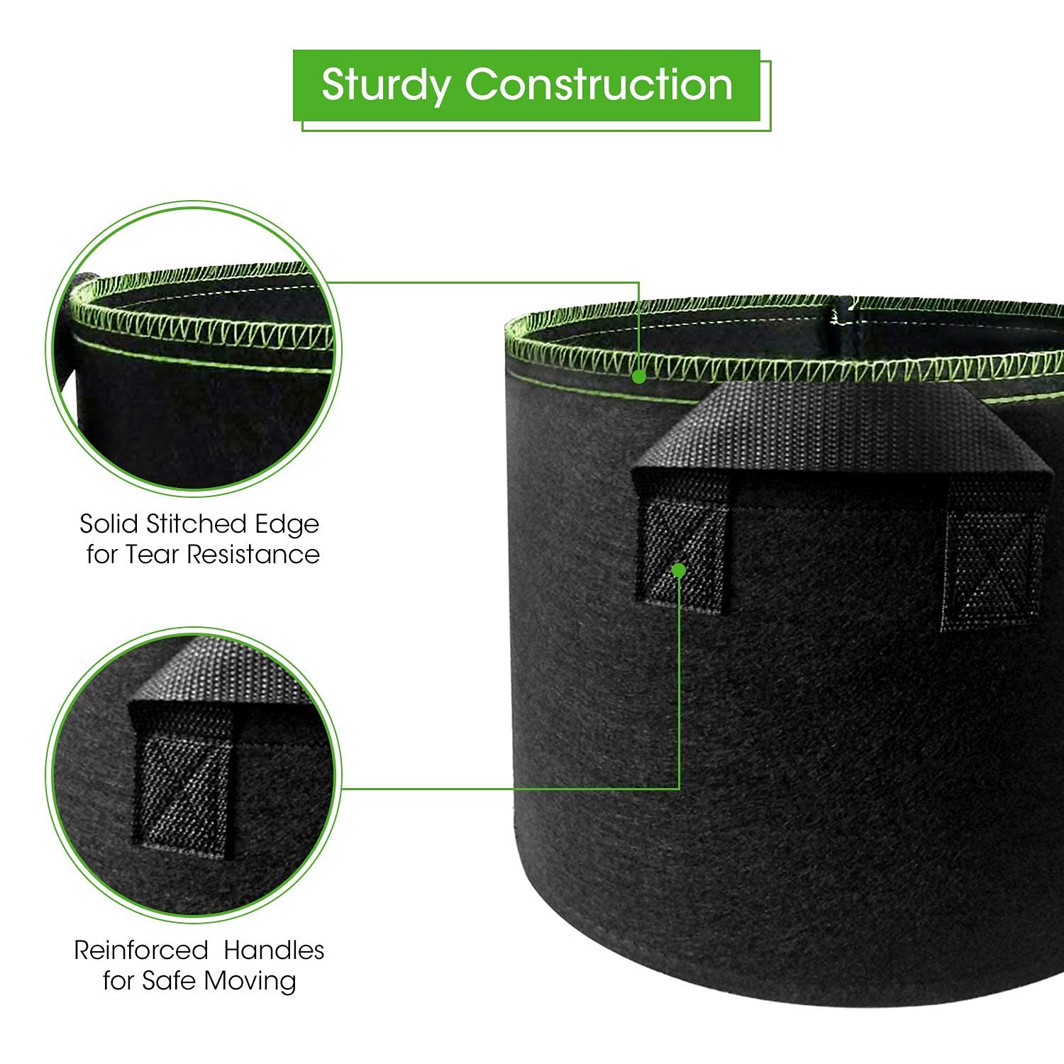 5-Pack 10 Gallons Plant Grow Bag Flower Container Pots with Handles Garden Planter V324-GD-5XGROWBG10G