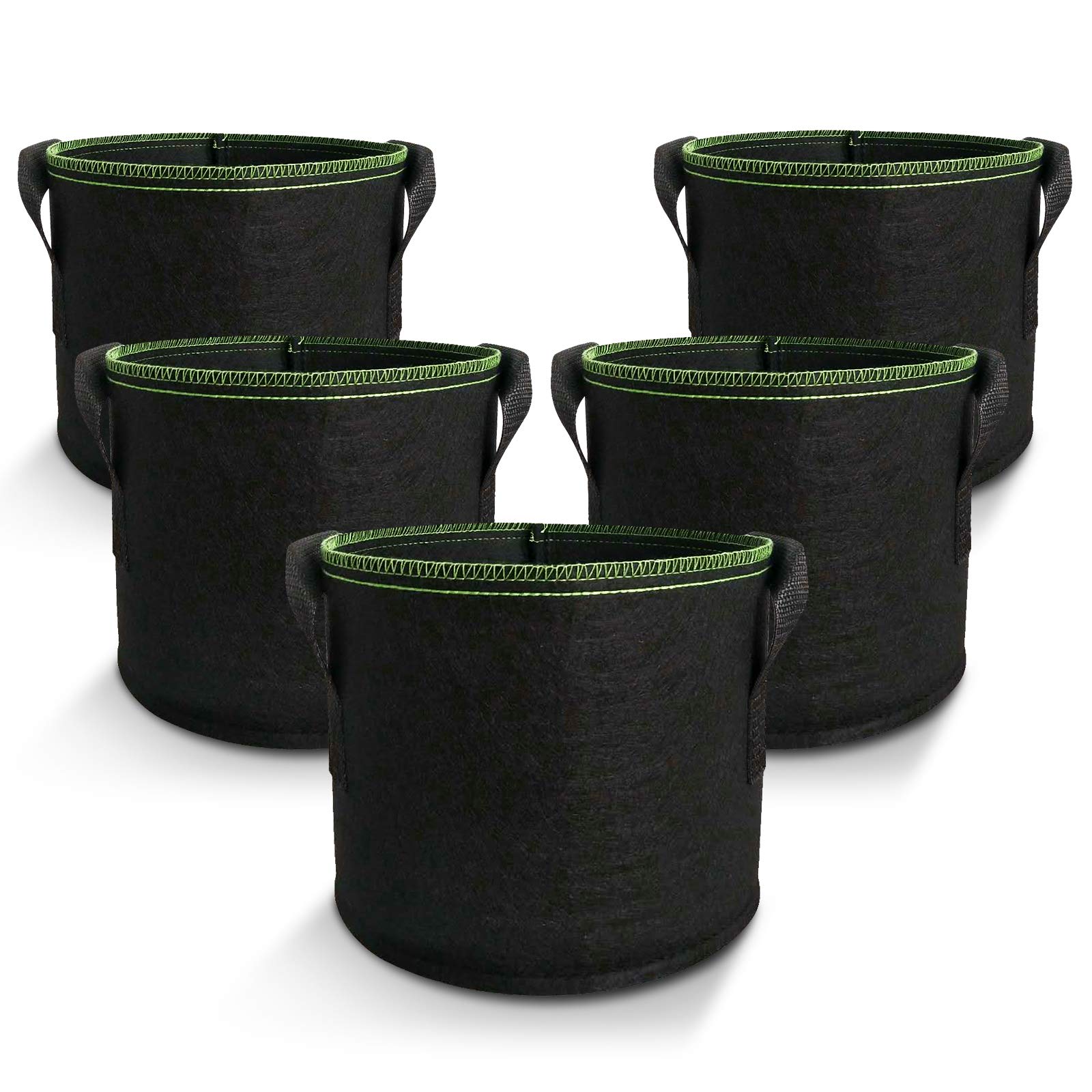 5-Pack 5 Gallons Plant Grow Bag Flower Container Pots with Handles Garden Planter V324-GD-5XGROWBG7G