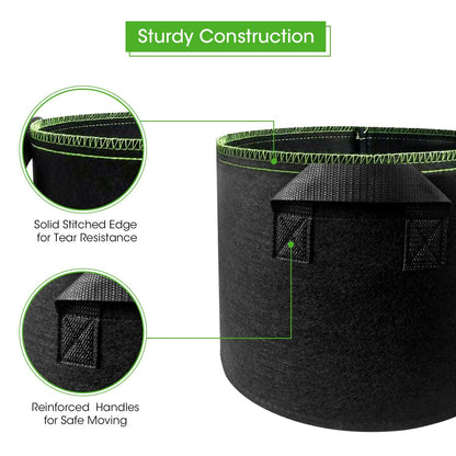 5-Pack 5 Gallons Plant Grow Bag Flower Container Pots with Handles Garden Planter V324-GD-5XGROWBG7G