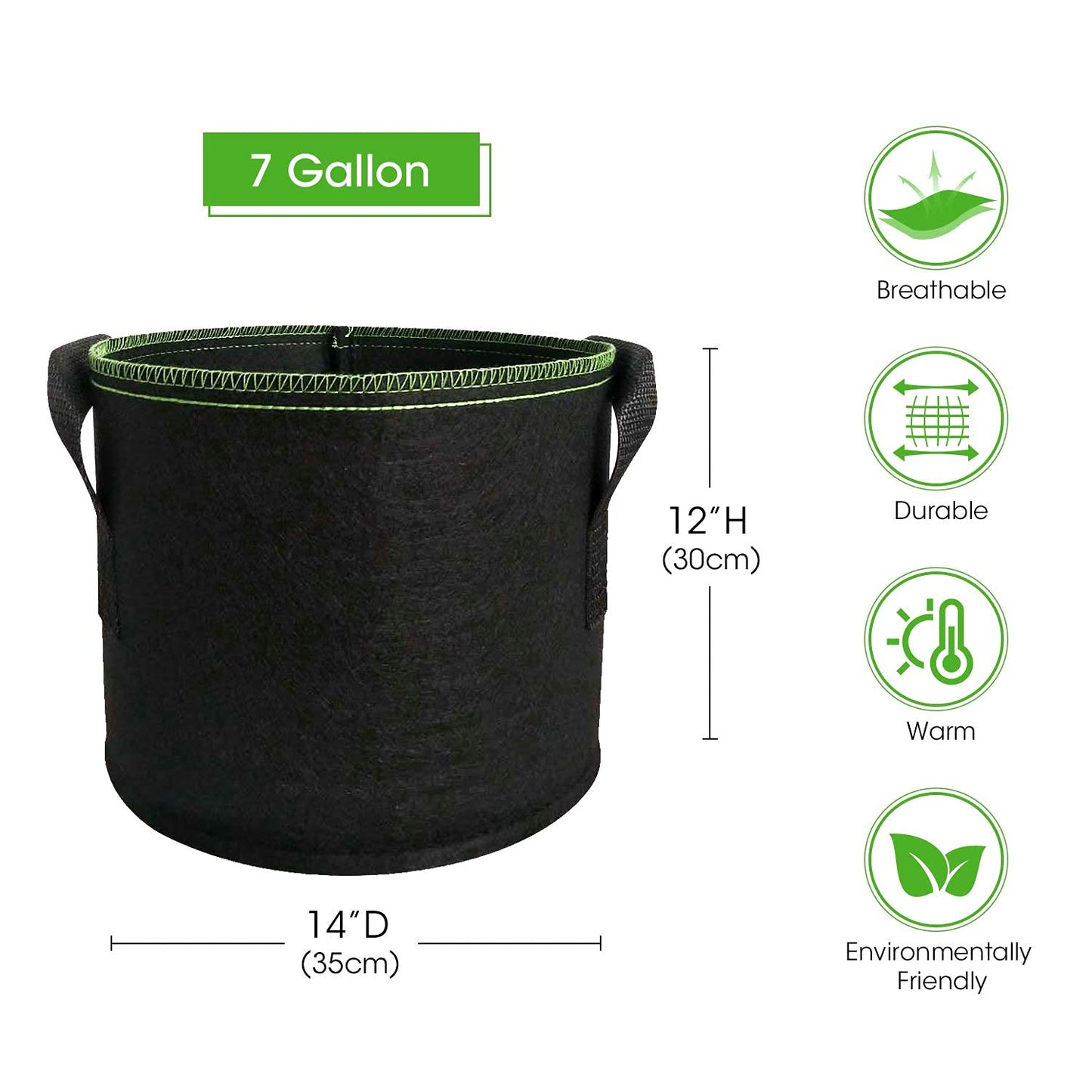 5-Pack 5 Gallons Plant Grow Bag Flower Container Pots with Handles Garden Planter V324-GD-5XGROWBG7G