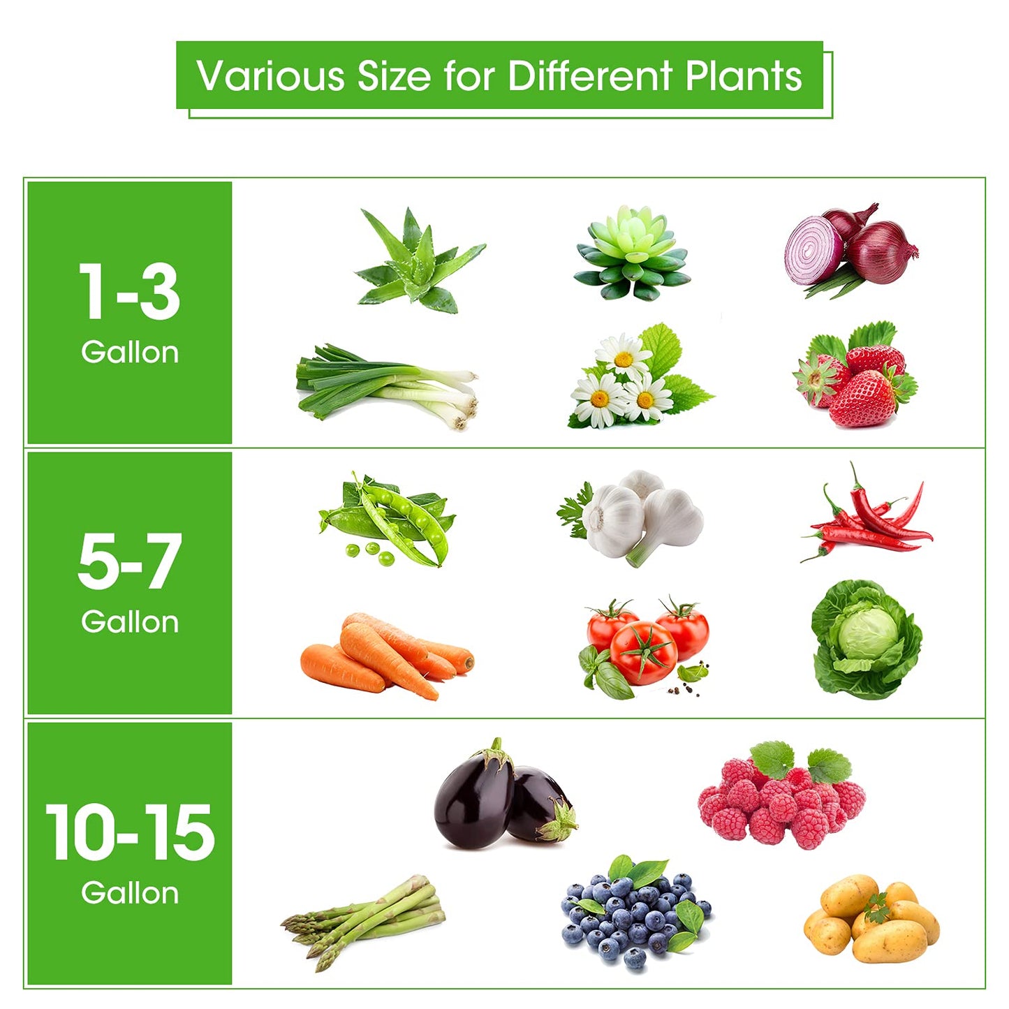 5-Pack 5 Gallons Plant Grow Bag Flower Container Pots with Handles Garden Planter V324-GD-5XGROWBG7G