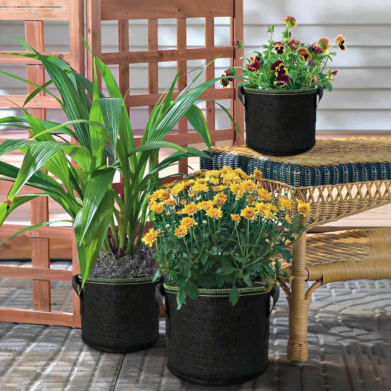 5-Pack 5 Gallons Plant Grow Bag Flower Container Pots with Handles Garden Planter V324-GD-5XGROWBG7G