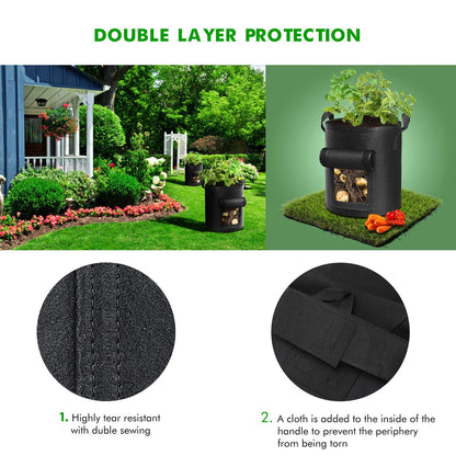 5-Pack 10 Gallons Plant Grow Bag Potato Container Pots with Handles Garden Planter Black V324-GD-5XPOGROWBG10GBK